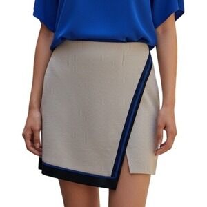 🆕 WHITE HOUSE BLACK MARKET Champagne Royal Blue Black Tweed Pencil Skirt EUC  8